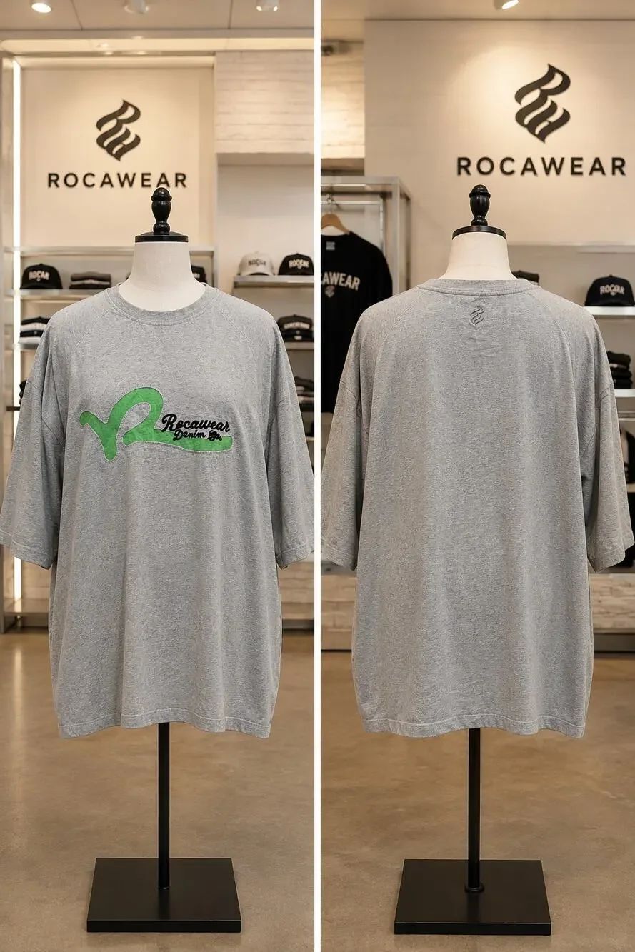 Rocawear Denim Co Embroidered Logo T-Shirt Gray 5X Big & Tall